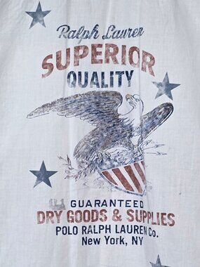 POLO RALPH LAUREN S/S Cotton Shirt with Eagle/Shield Sz Large